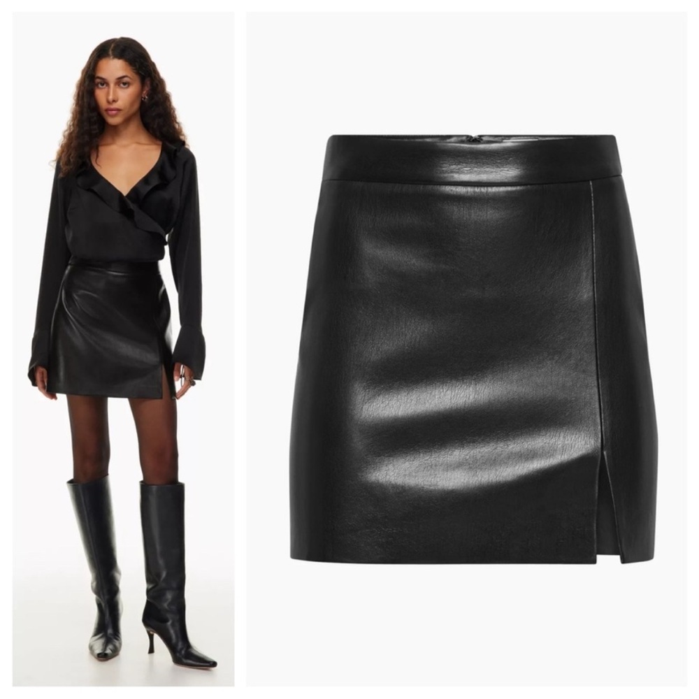 Wilfred Sleek Black Leather Mini Skirt